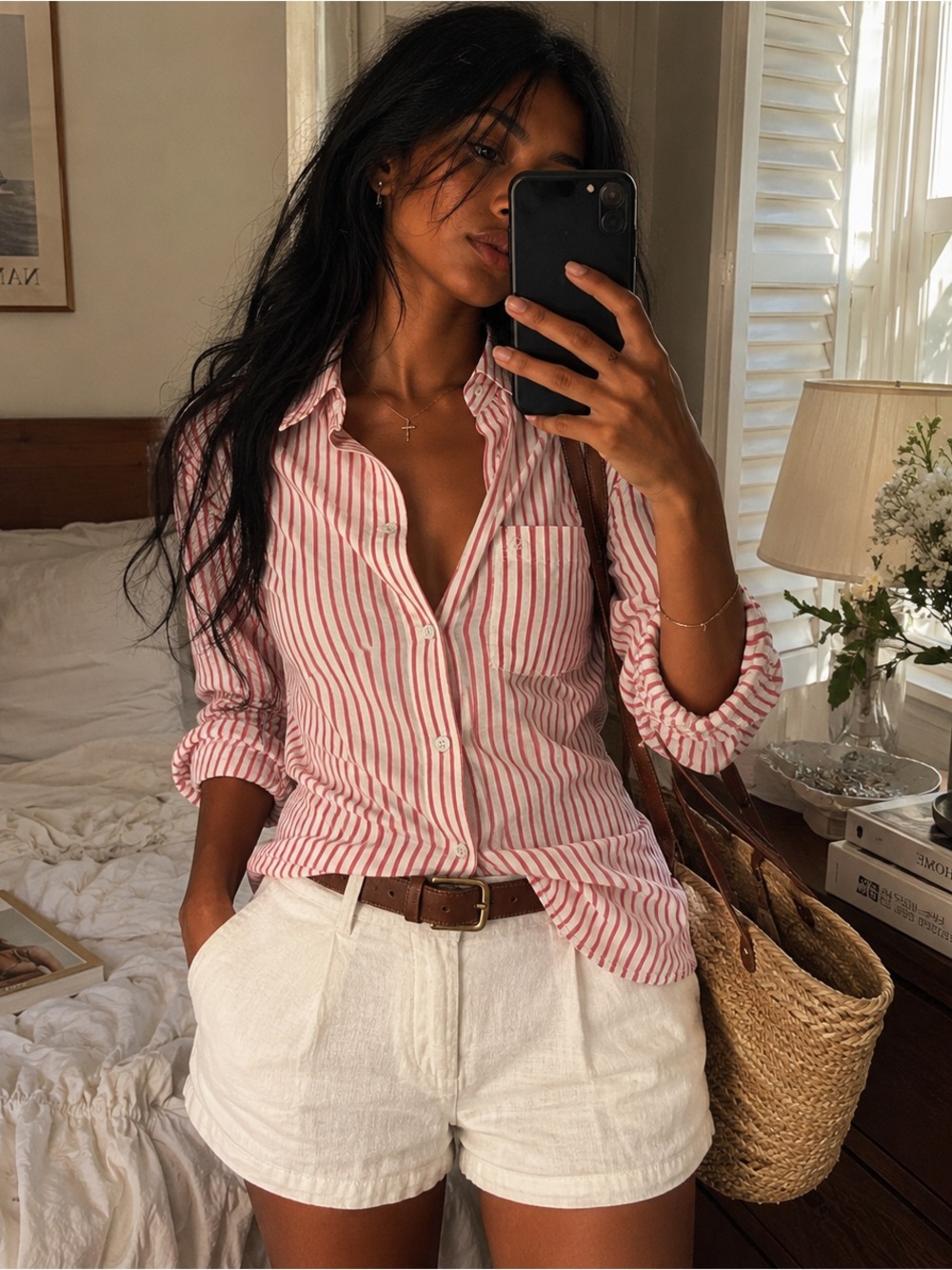 Abercrombie & Fitch Pink White Striped Button Down Shirt Size Small